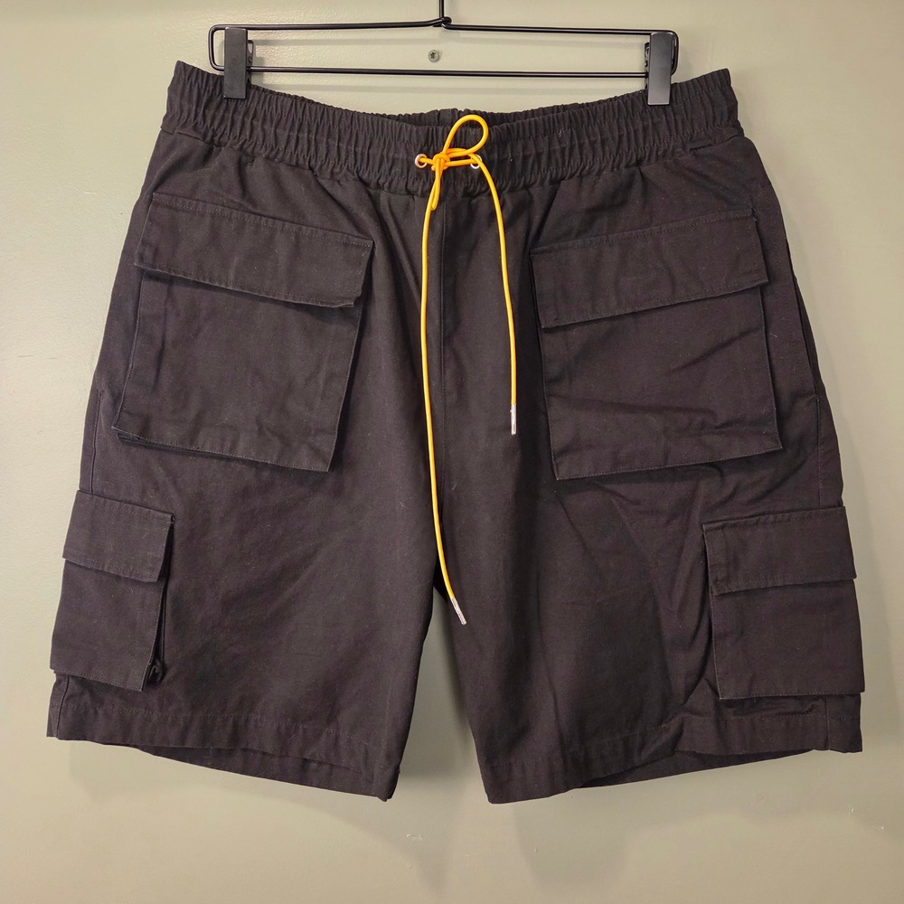 Young & Reckless Men's 100% Cotton Utility Cargo Shorts Black Size XL